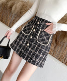 【2色】ミニスカート ツイード 可愛い 秋新作 セレブ風 女子力 コーデ万能 XH2-CYFZ8704