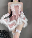 クリスマス限定 3点セット サンタコスプレ ライトピンク  清新感  かわいい  LT2-MMKQ78