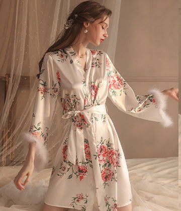 バラ  羽毛 パジャマコート  セクシー   ルームウェア  新作  高級感  LT8-GR19279