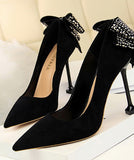 4色 ピカピカ リボン かわいい 脚長効果 人気新作 ハイヒール パンプス MY5-DS17175-8