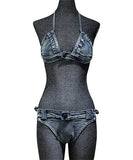 セクシー 水着 デニム ビキニ ホルターネック アップバンド ストレッチ XH7‐HY071