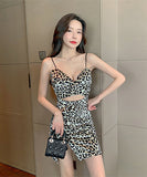 【3TYPE】レオパード柄 セクシー 谷間魅せ 指名 透かし彫り ナイトクラブ XH2-LQE532