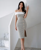 非対称 おしゃれ 韓国スタイル オフショルダー 脚長効果 セクシー XH2-ZED887336A71