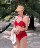 2色選択 プリーツ 脚長効果 ホルターネック ビキニ セクシー XH7-DP-A19954