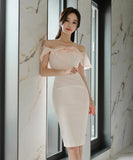 ミニドレス パーティードレス かわいい レース リボン 清楚感 宴会 結婚式 MY2-ZED889630BH538