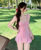 水着 可愛い モノキニ フリル 非対称 透かし彫り セクシー 海辺花火 XH7-DP- A29644