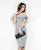 キャバドレス セクシー フリル 大人可愛い ベアトップ 韓国っぽ XH2-ZED889140B