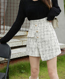 【2色】秋新作 ミニドレス ツイード 可愛い 非対称 脚長効果 コーデ万能 XH2-YL3016