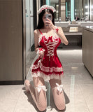 クリスマ 大人可愛い セクシー サンタ服 コスプレ レース リボン XH2-SBYX0674