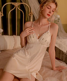 セクシー パット付き ルームウェア 花柄高級感 パジャマ エロかわいい （ドレスのみ）XH8-GR-p2754