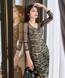 水玉 チュール   ロングドレス  セクシー  脚長効果  着瘦せ  高級感  披露宴  LT2-JY10172