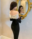 高級感 ダイヤモンド エレガント 宴会 チュール セクシー オフショルダー XH2-JY5280