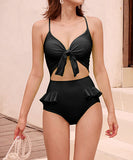 【3色】水着 モノキニ 大人可愛い フリル リボン 着瘦せ XH7-CF-YE9827