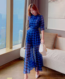 【2点セット】ワイドパンツ チェック柄 ゴージャス 通勤 高級感 新作 MY2-JY4041