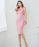 かわいい ピンク フリル キャバドレス セクシー 宴会 XH2-ZED880181E49