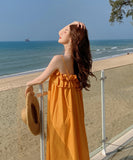 サンドレス 海辺 ホルターネック 大人可愛い ビーチ 夏新作 XH2-AQR6111#