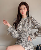 かわいい 花柄 淑やか エレガント 着瘦せ フリル 気質 プリーツ XH2-ZED885228A71