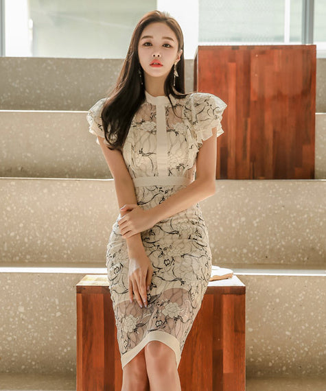 ドレス ワンピース フリル 着痩せ ゴージャス 高見え YN2270-ZED887453E