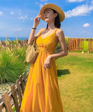 サンドレス 色鮮やか バックレス 旅 海辺 エレガントXH2-QJ8053