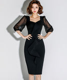 水玉柄　チュール   肌見せ  キャバドレス ロングドレス  新作 LT2-ZED886315BH506