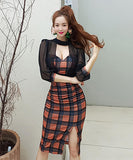 キャバドレス 谷間魅せ セクシー 指名 パッチワーク チェック柄 XH2-LQE8387B538