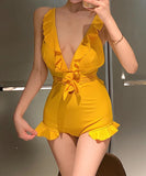 ビキニ 温泉 モノキニ 水着 可愛い 韓国っぽ リボン 海辺 XH7-JX201119S1