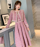 【2点セット】コート＋ドレス  真珠飾る 高級感  名媛風  かわいい  新作  キャバスーツ  LT2-LML9285#