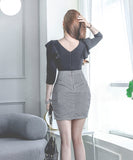 フリル かわいい チェック柄 ファッション 韓国 キャバドレス ミニドレス MY2149-MLS4460