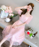 【即日発送可能】仙女風 レース 膝丈ドレス 淑やか 大人可愛い ダイヤモンド XH2-PDD-JSSD