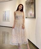 花柄 刺繡 ロングドレス セレブ 気質 チュール XH2-ZED887063E