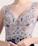 Vネック  刺繍   ロングドレス ゴージャス  高級感  パーティー用  披露宴 LT2-HX172