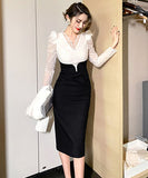 レース スクエアネック 宴会 ダイヤモンド 着瘦せ 高級感 LT2-JY5437