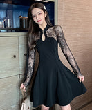 レース   膝丈ドレス  セクシードレス  高級感  披露宴  レディース  LT2-ZED889902NRJ160