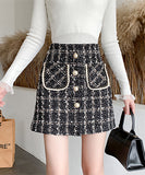 【2色】ミニスカート ツイード 可愛い 秋新作 セレブ風 女子力 コーデ万能 XH2-CYFZ8704