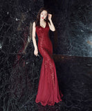 【6色】キラキラ パーティー 宴会Ⅴネック 谷間魅せ 華奢感 演奏会 誕生日 マーメイドドレス XH2-YFTK-YFCK028