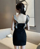 【black&blue】キャバドレス 指名 フリル カワセクシー ミニドレス XH2-YM8719