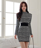 秋新作  千鳥柄 ミニドレス  かわいい  ゴージャス  高級感  LT2-ZED886622BH506