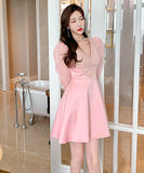 2色   ミニドレス  チュール  Vネック 谷間魅せ 新作 セクシー 脚長効果 LT2- JY5332