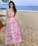 サンドレス 海辺 旅 バックレス ロマンティック風 セクシー XH2-XD136