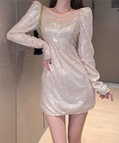 キラキラ キャバドレス 秋新作 ナイトクラブ Party 指名 肌見せ ピカピカ ゴージャス XH2-LQE2010K55