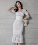 【2点セット】レース エレガント 気質 大人可愛い パフスリーブ おしゃれ感 XH2-ZED887543E49