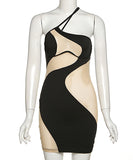 セクシー キャバドレス 谷間魅せ 肌見せ 透け感 エロかわいい XH2-18YX0264