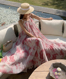 ロングドレス サンドレス 海辺 仙女風 プリーツ XH2-QJ8826