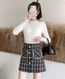 【2色】ミニスカート ツイード 可愛い 秋新作 セレブ風 女子力 コーデ万能 XH2-CYFZ8704