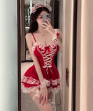 クリスマ 大人可愛い セクシー サンタ服 コスプレ レース リボン XH2-SBYX0674