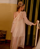 セクシー パット付き ルームウェア 花柄高級感 パジャマ エロかわいい （ドレスのみ）XH8-GR-p2754