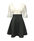 セクシー カラーマッチング レース ワンピース レディース ハイウエスト フリル Aライン スカート YM8595