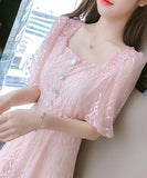 【即日発送可能】仙女風 レース 膝丈ドレス 淑やか 大人可愛い ダイヤモンド XH2-PDD-JSSD