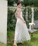 サンドレス セクシー 海辺花火 レース バックレス 旅行 かわいいXH2-QJ5872