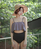 フリル チェック柄 かわいい 水着 ビキニ タンキニ モノキニ 新作 海辺 MY7-KSD